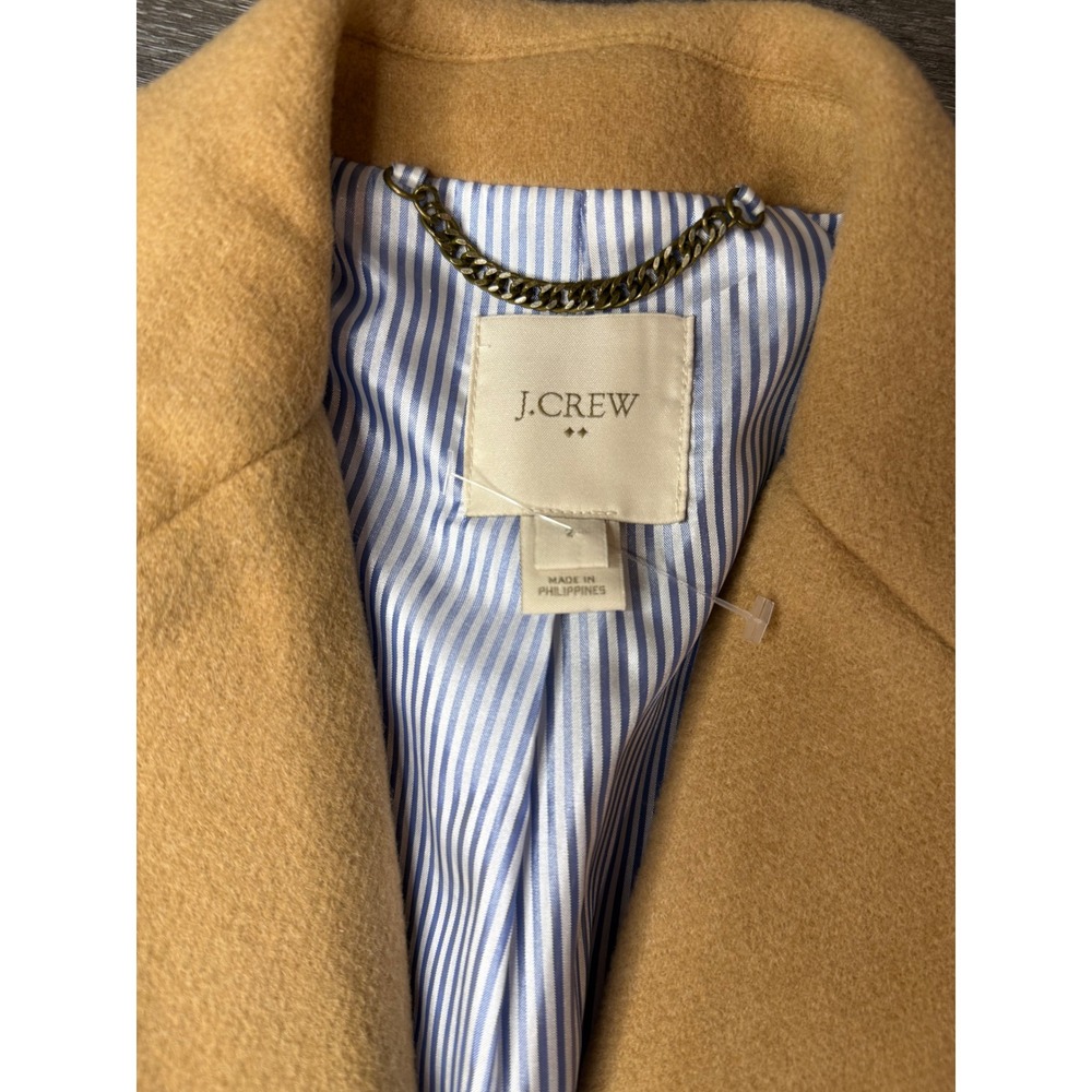 J.Crew Womens Camel Tan Wool Blend Notch Lapel 3-Button Topcoat Jacket Size 2 - Picture 8 of 12